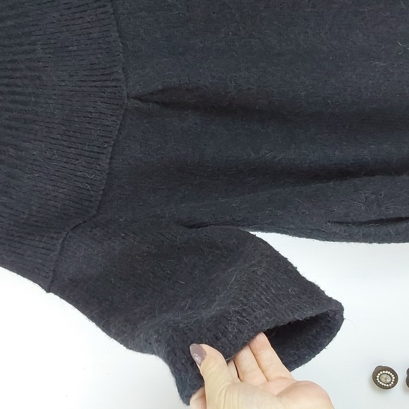 Kenar Womens Black Alpaca Sweater Cardigan Warm Pockets Neutral Sz.1X - Picture 9 of 11